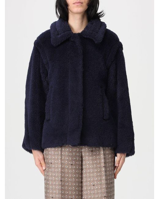 Max Mara Blue Alpaca Fur Coat