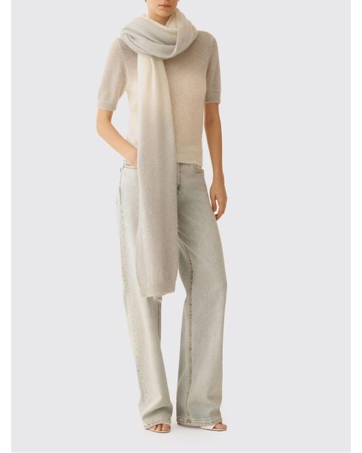 Fabiana Filippi White Wool Blend Scarf With Sequins