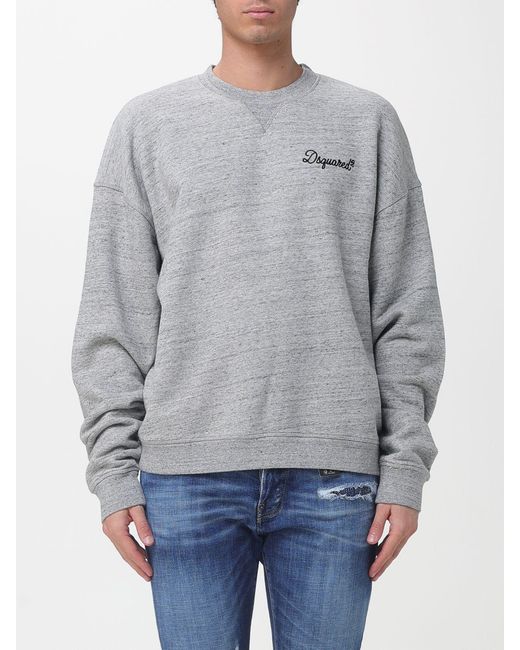 DSquared² Gray Logo Cotton Crewneck Sweatshirt for men
