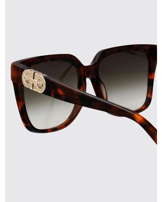 Ferragamo Brown Rectangular Cat-Eye Sunglasses