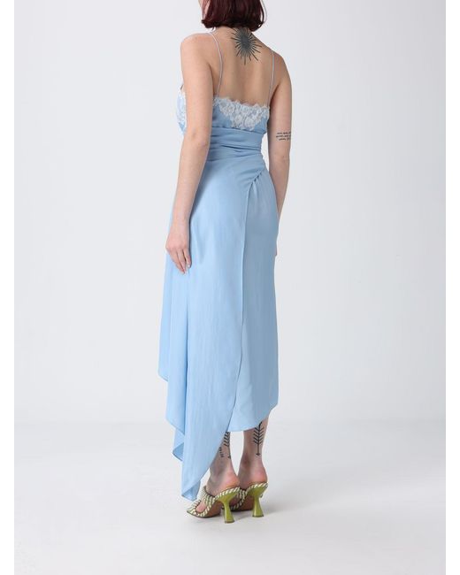 Moschino Couture Blue Asymmetric Silk Blend Dress