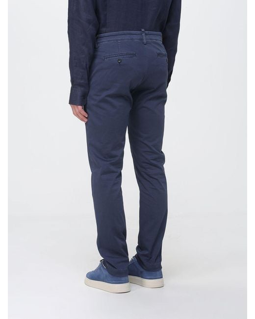 Siviglia Blue Stretch Cotton Chino Trousers for men