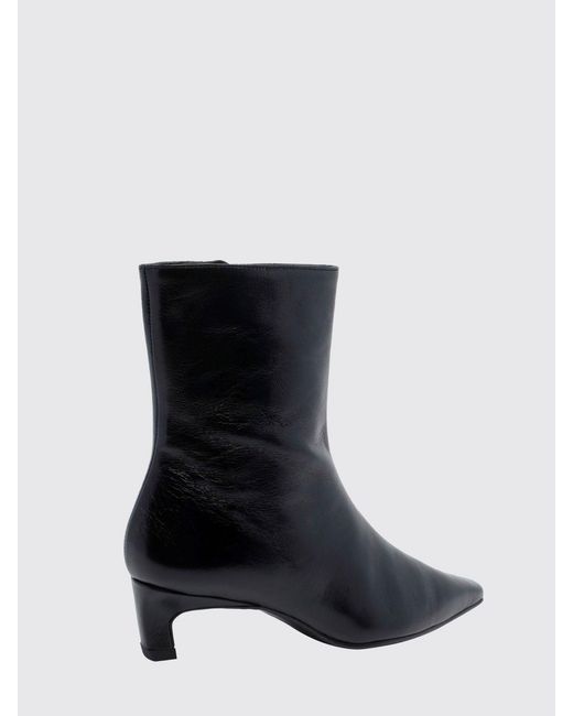 Alohas Black Ambar Rift Smooth Leather Ankle Boots With Stiletto Heel