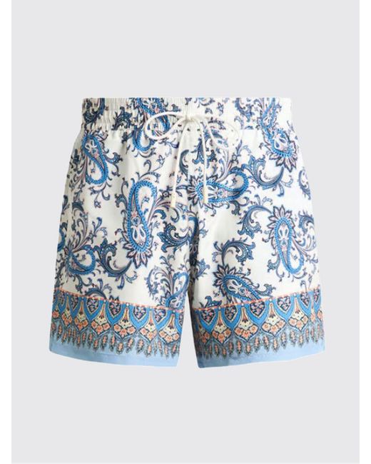 Etro Blue Polyester Swimsuit With Paisley Print for men
