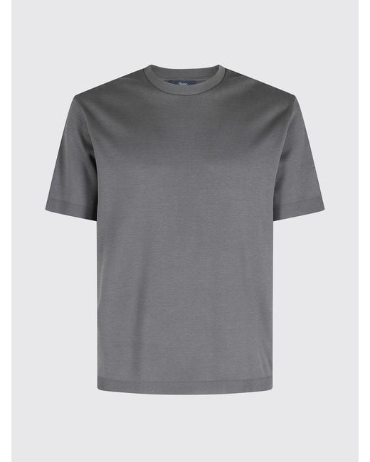 Herno Gray Crew-Neck Short-Sleeved T-Shirt for men