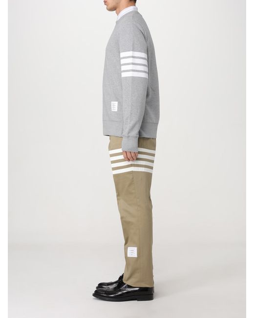 Thom Browne Gray Ribbed Wool Crewneck Sweater for men