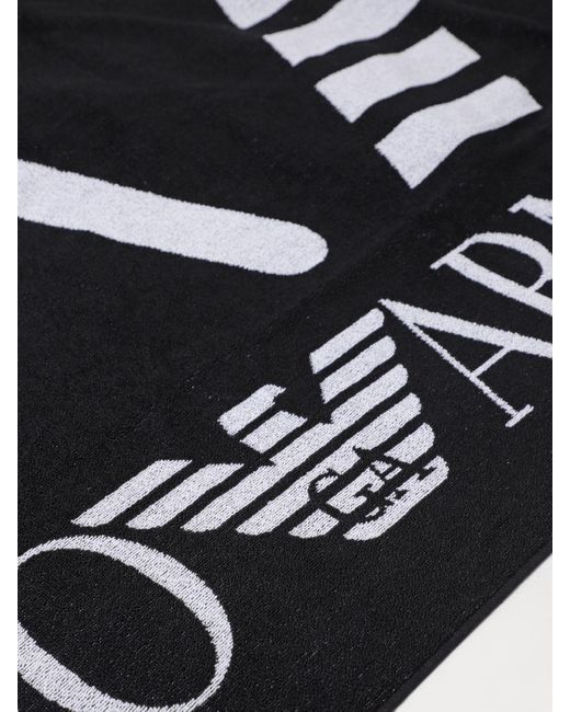 EA7 Black Beach Towel for men