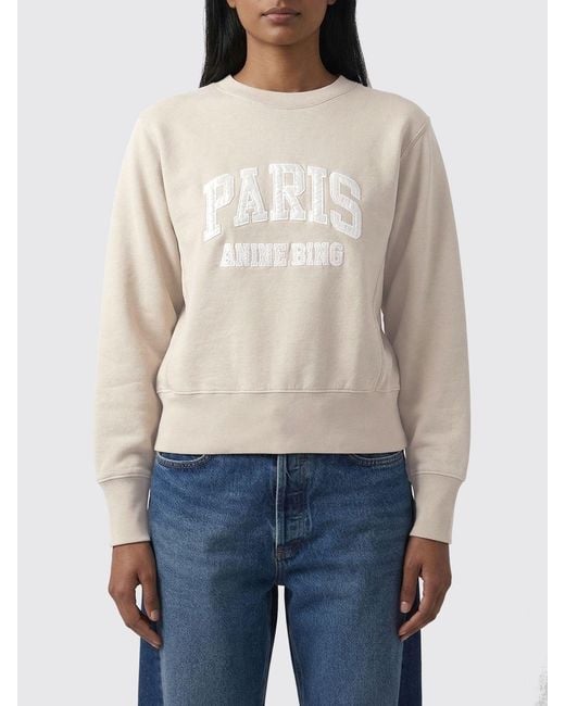Anine Bing Blue Crew Neck Sweatshirt With Logo
