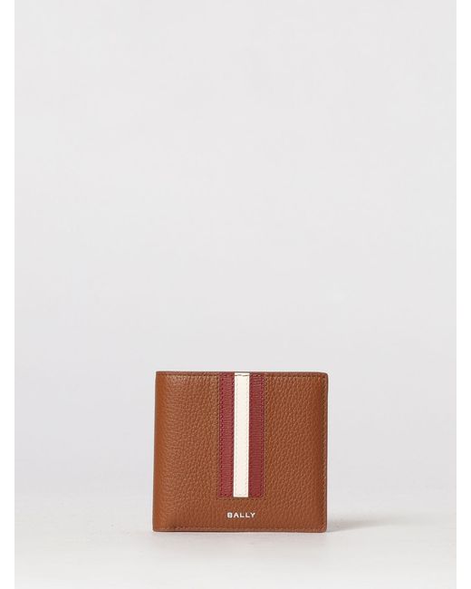 Bally White Grained Calf Bifold Wallet With Iconic Bicolor Stripes for men