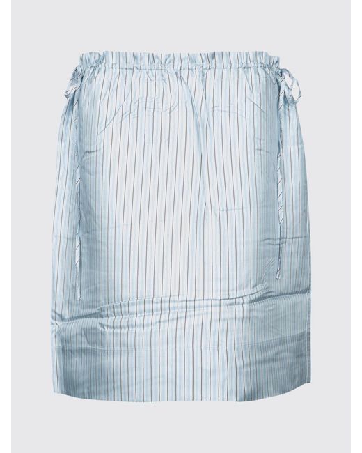 Totême Blue Striped Silk Skirt With Drawstring