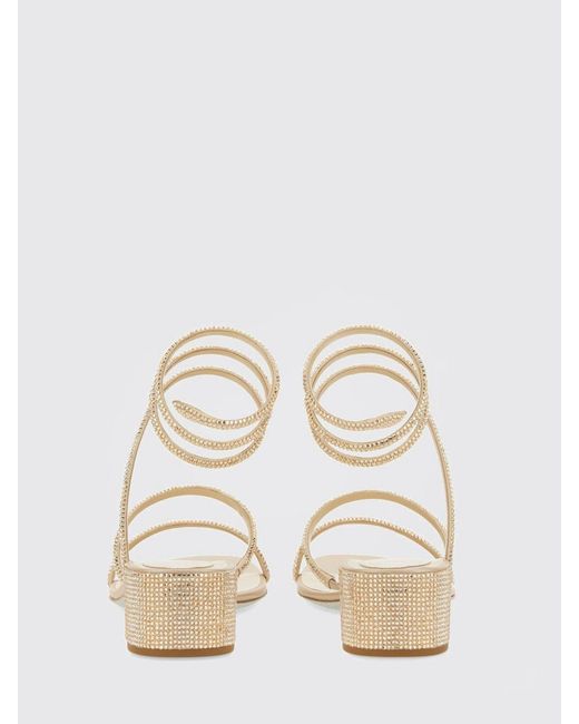 Rene Caovilla White Cleo Satin Sandals With Rhinestones