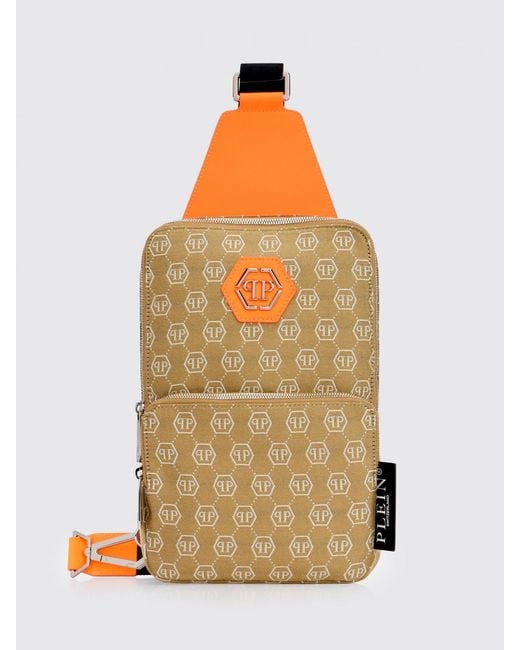 Philipp Plein Brown Nylon Bag With Jacquard Logo for men