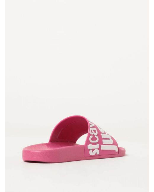 Sliders in gomma con logo stampato di Just Cavalli in Pink