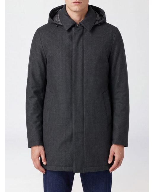 Herno Gray Hooded Water-Repellent Padded Wool Blend Parka for men