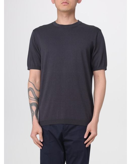 Kangra Blue Cotton And Silk Crew Neck Knitwear for men