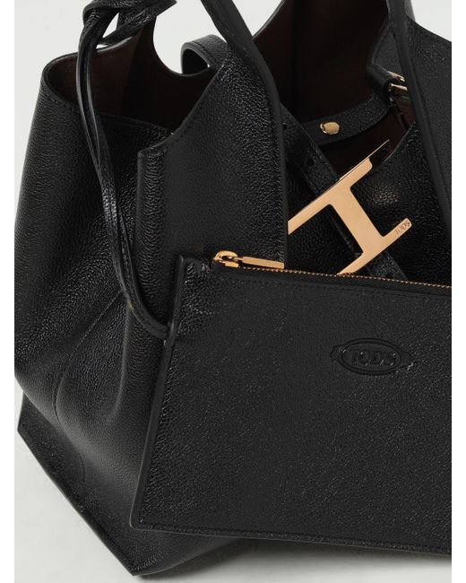 Tod's Black T Timeless Grained Leather Bag