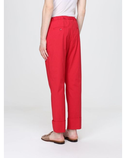 Semicouture Red Romana Cotton Poplin Trousers