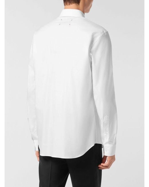 Philipp Plein White Relaxed Fit Cotton Shirt With Contrast Logo for men