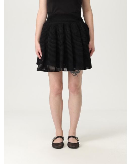 Alaïa Black Textured Woven Mini Skirt Elasticated Waistband Comfortable And Stylish