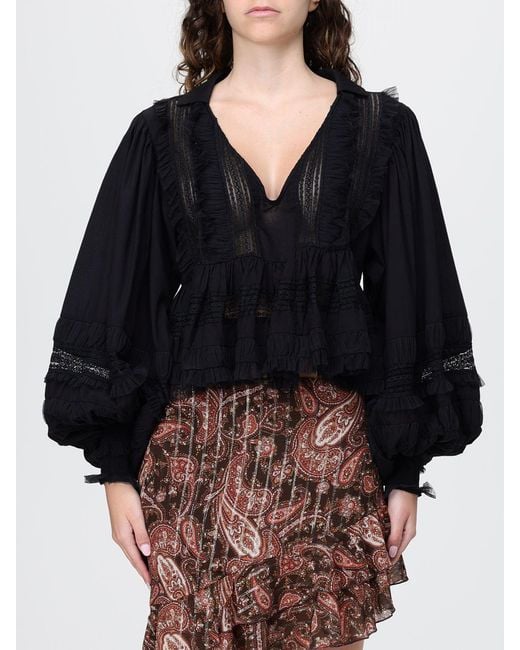 Mes Demoiselles Black Viscose And Lace Blouse