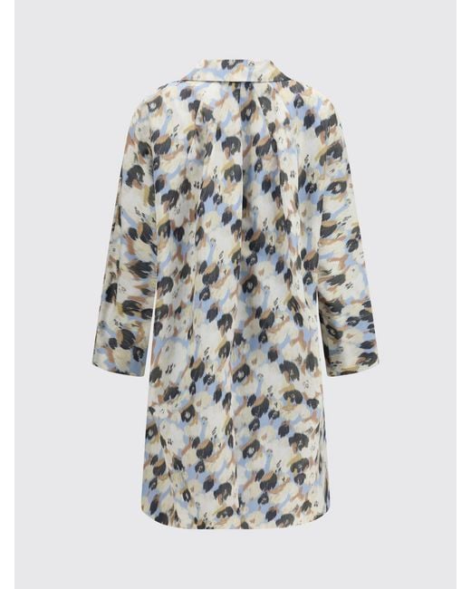 Marni Blue Duchesse Coat With Abstract Pattern