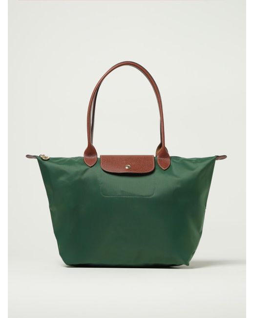 Longchamp Green Le Pliage Recycled Nylon And Leather Bag