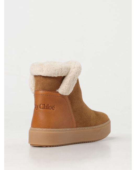 See By Chloé Brown Flat Ankle Boots