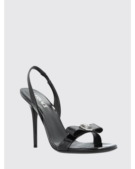 Versace White Gianni Ribbon Patent Leather Sandals