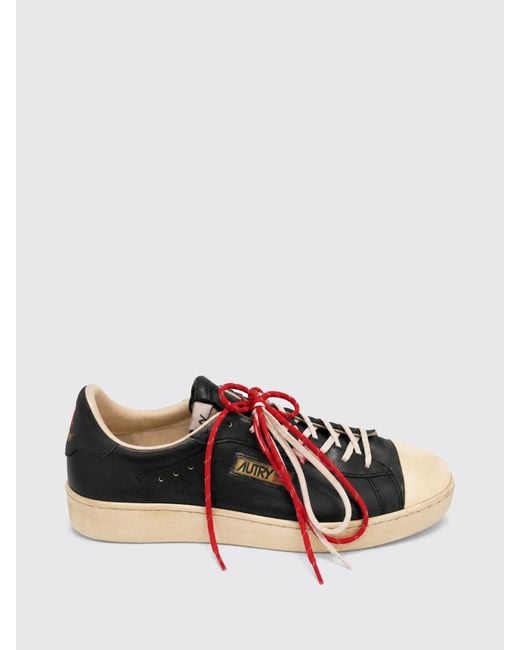 Autry Black Dallas Vintage Leather Sneakers With Embroidery And A Worn-Out Effect for men