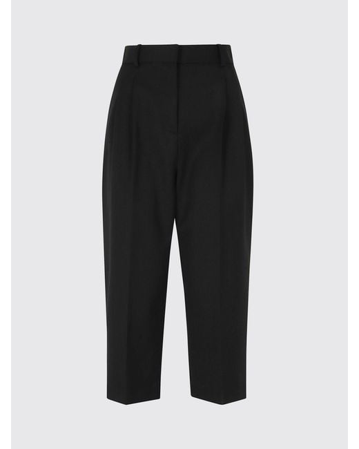 Elisabetta Franchi Black High-Waisted Cropped Wide-Leg Gabardine Trousers