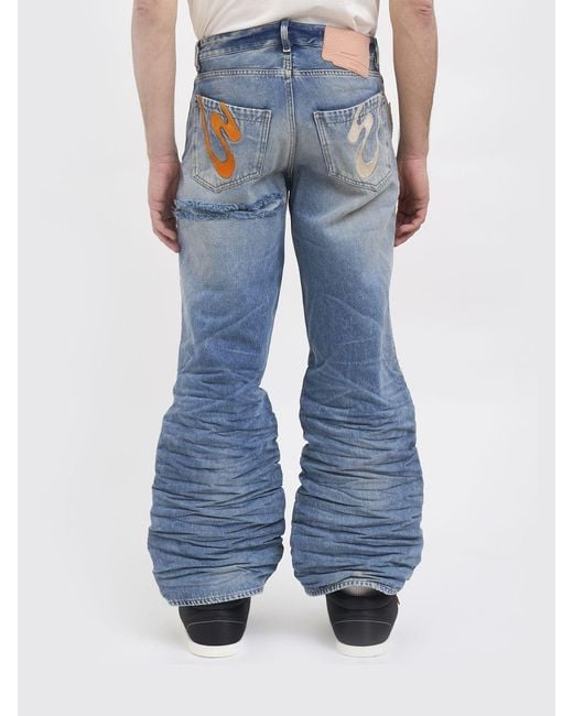 PDF Blue Distressed Denim Flared Jeans for men