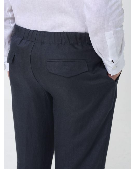 Lardini Blue Linen Wide-Leg Trousers for men