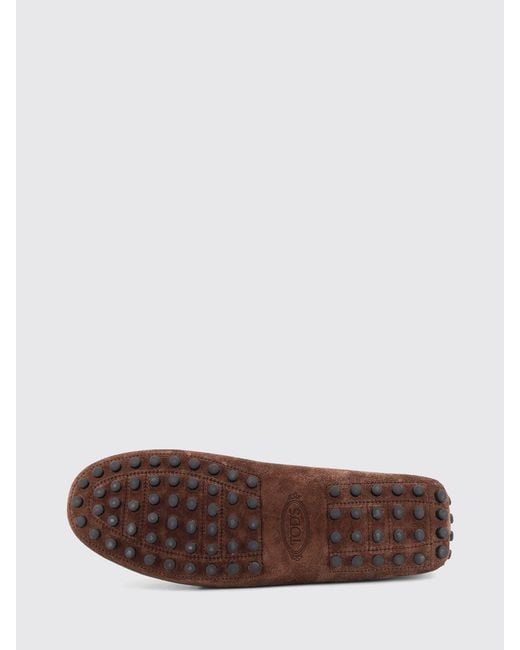 Tod's Brown Suede Driver Loafers With Strap And Rubber Pebbles for men