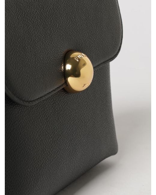 Furla Black Moonlight Cowhide Leather Handbag By With Flap Closure