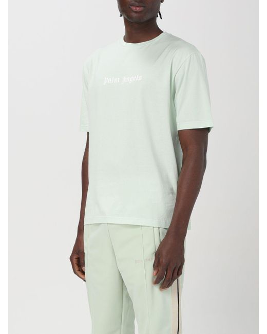 T-shirt in cotone con logo di Palm Angels in White da Uomo
