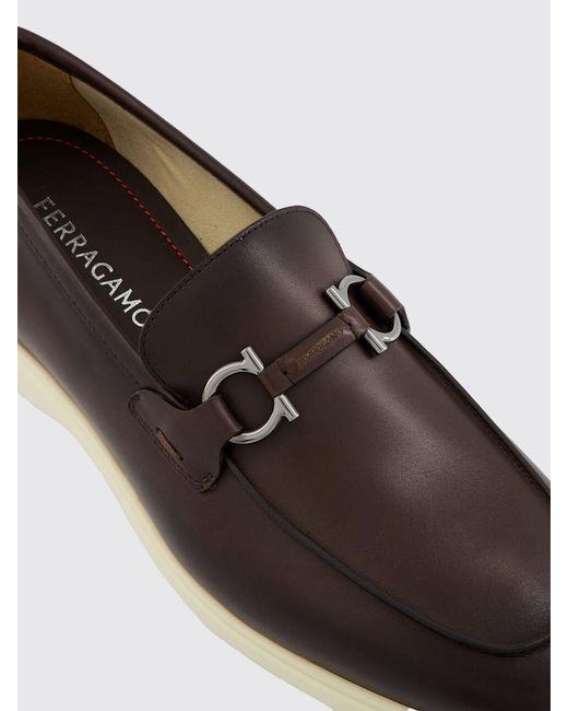 Ferragamo White Gancini Leather Loafers for men