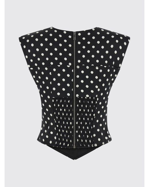 Ganni Black Polka-Dot Recycled Fabric Bustier Top
