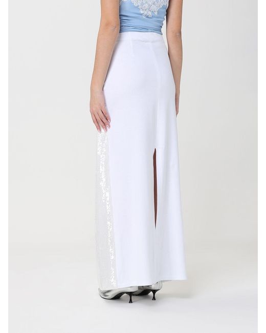 Moschino Couture White Cotton Blend Long Skirt With Sequins