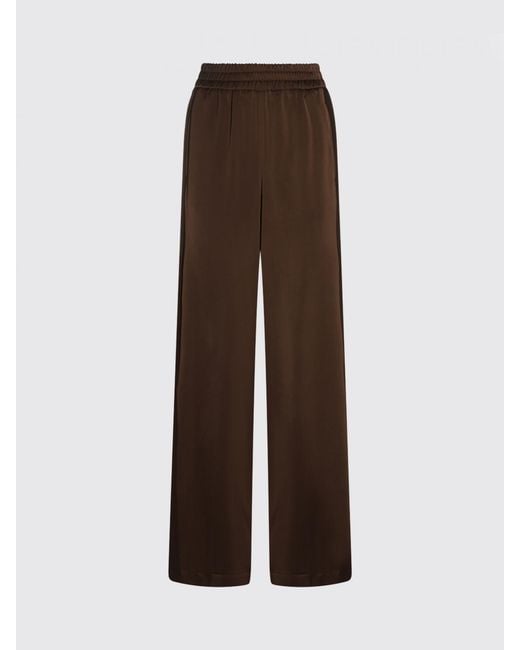 Twinset Brown High-Waisted Straight-Leg Satin Trousers