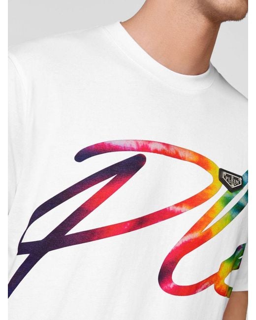 Philipp Plein White Short-Sleeved Jersey T-Shirt With Contrast Logo Print for men