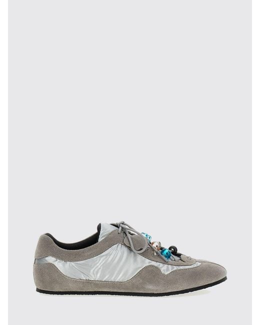 CECILIE BAHNSEN White Blaise Suede And Nylon Sneakers With Beads