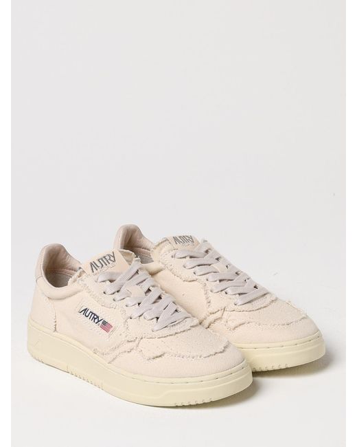 Autry Natural Medalist Platform Canvas And Leather Sneakers