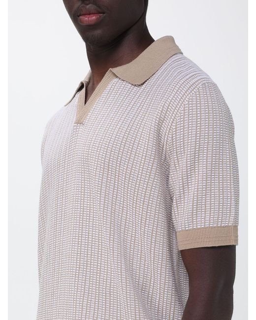 HUGO White Cotton And Linen Knit Polo Shirt for men