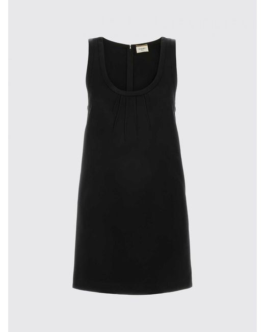 Saint Laurent Black Off-The-Shoulder Viscose Sheath Mini Dress