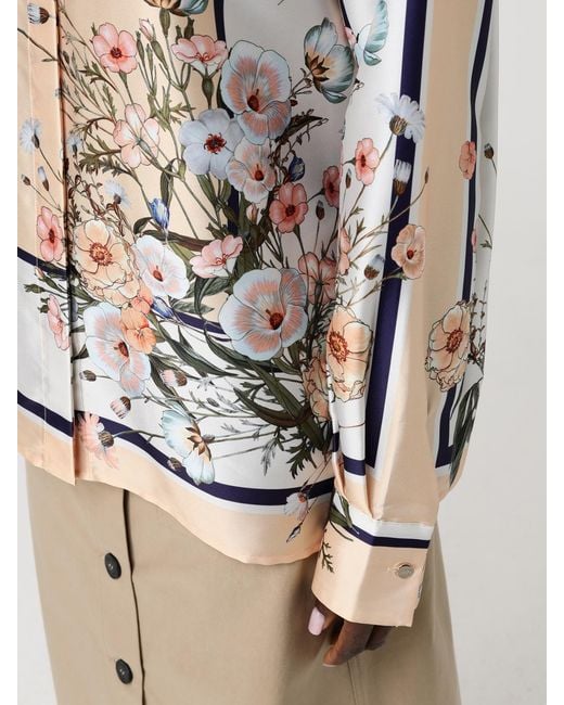 Liu Jo Natural Satin Shirt With Floral Print