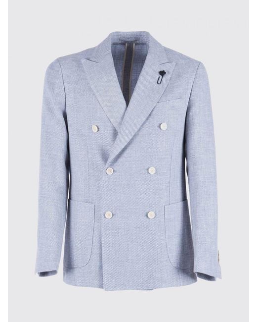 Lardini Blue Double-Breasted Jacket for men