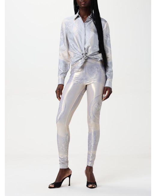 Versace White Leggings With La Coupe Des Dieux Print