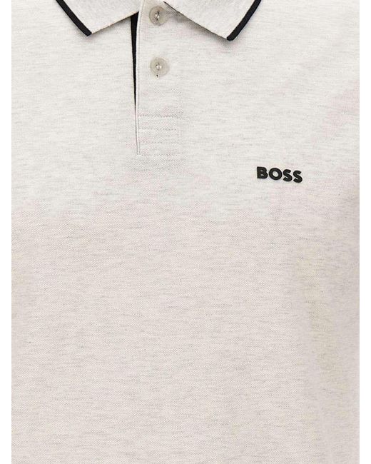Boss Gray Cotton Polo With Logo for men