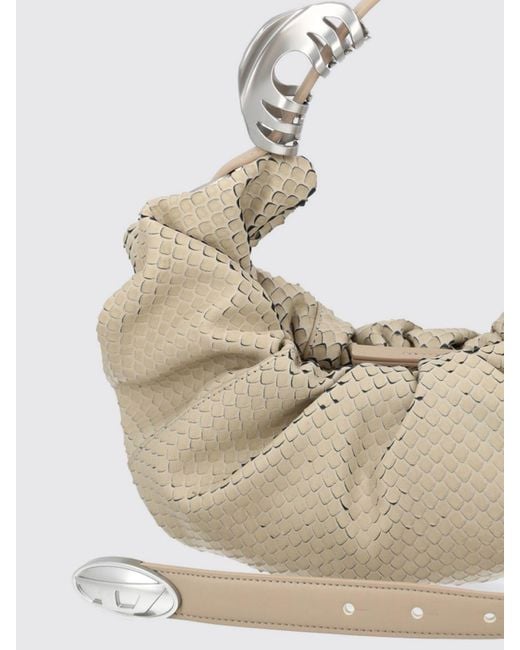 DIESEL Natural Grab-D Python-Effect Leather Shoulder Bag With Oval D Logo