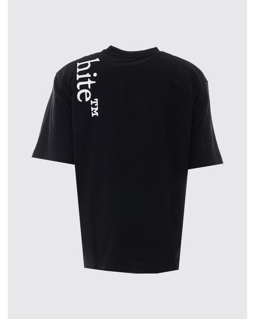 Off-White c/o Virgil Abloh Black Contrast Logo Cotton T-Shirt With Dropped Shoulders for men